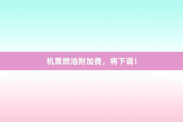 机票燃油附加费，将下调！
